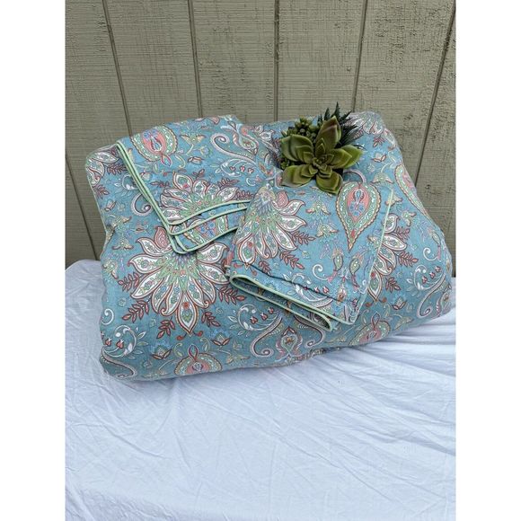 Raymond Waites Bedding Raymond Waites Queen Comforter Teal Blue